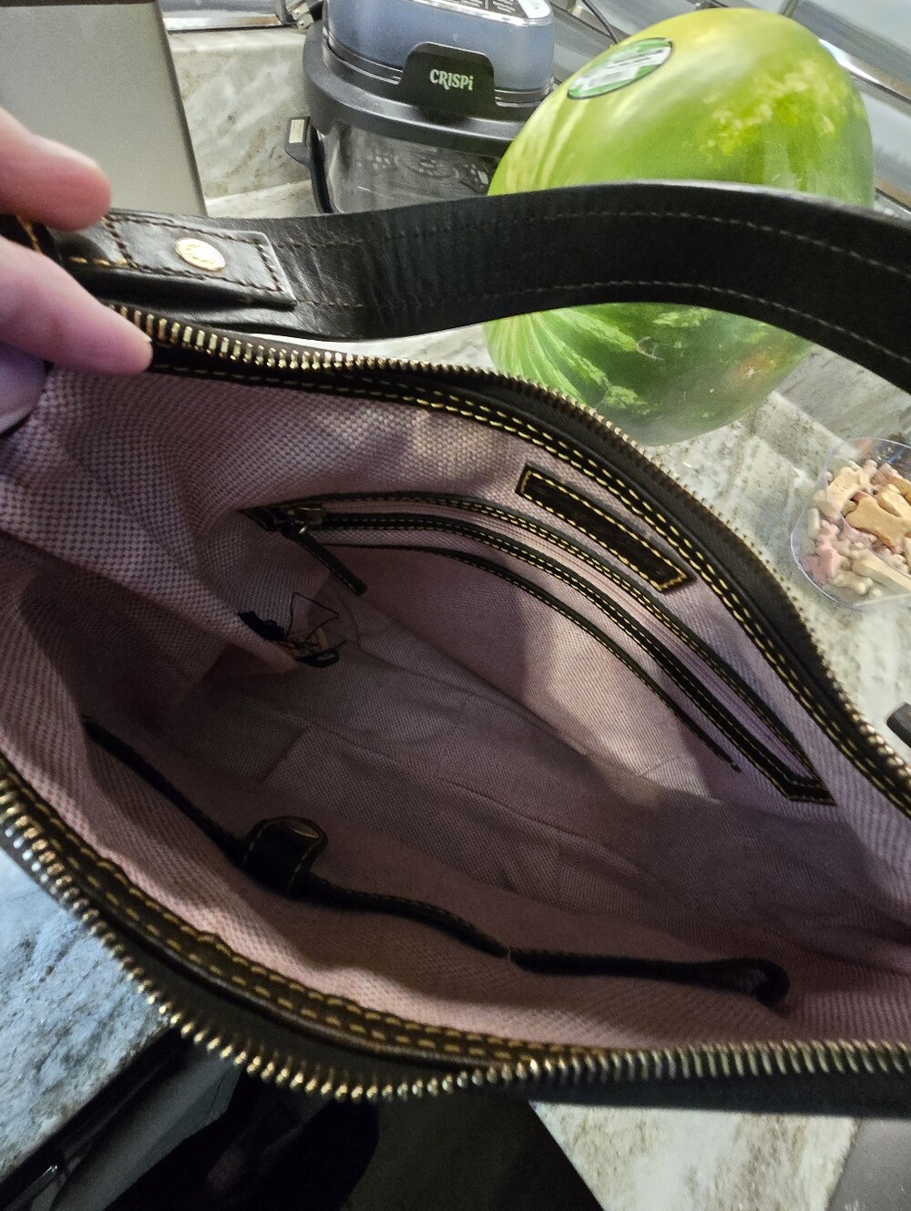 Dooney & Bourke Black and Green Croc-Embossed Hobo - Picture 9 of 10